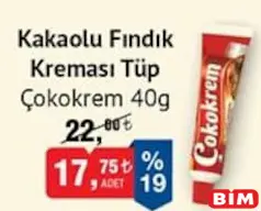 ÜLKER ÇOKOKREM KAKAOLU FINDIK KREMASI TÜP 40 G